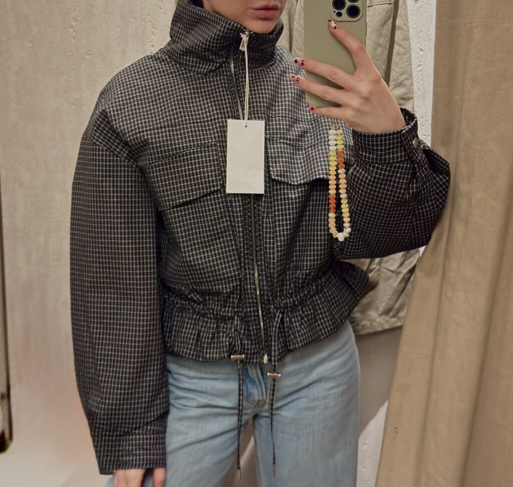 HIGH COLLAR CHECKED PUFFER JACKET 49.99 GBP